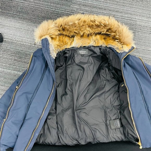 Mackage Dixon Fur Trim Down Parka Jacket - Navy (used) - Picture 3 of 4